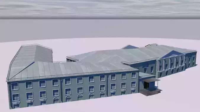 Manor building in snow