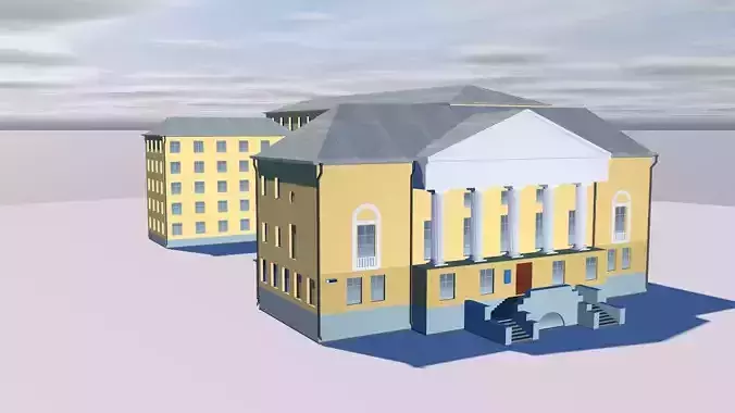 Theatre building on cloudy day