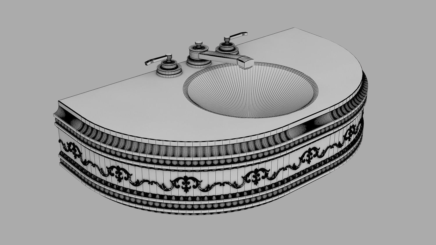 Classic Wash Basin 3 3D model_5