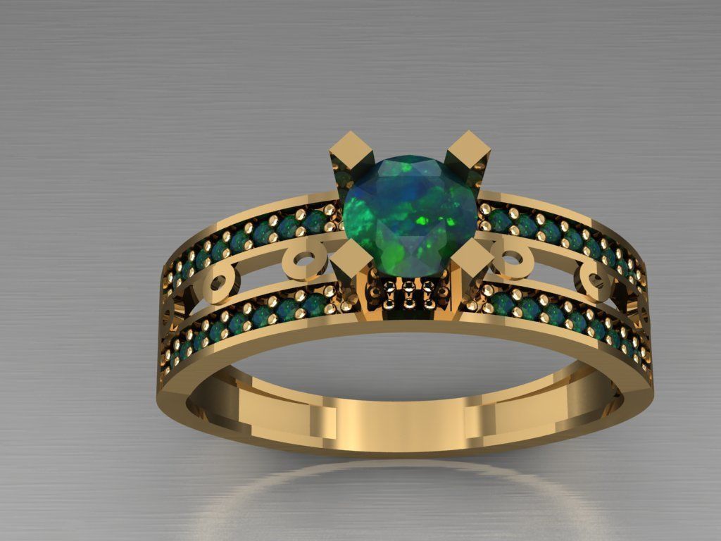 T011- Diamond solitarie ring 3D print model_3