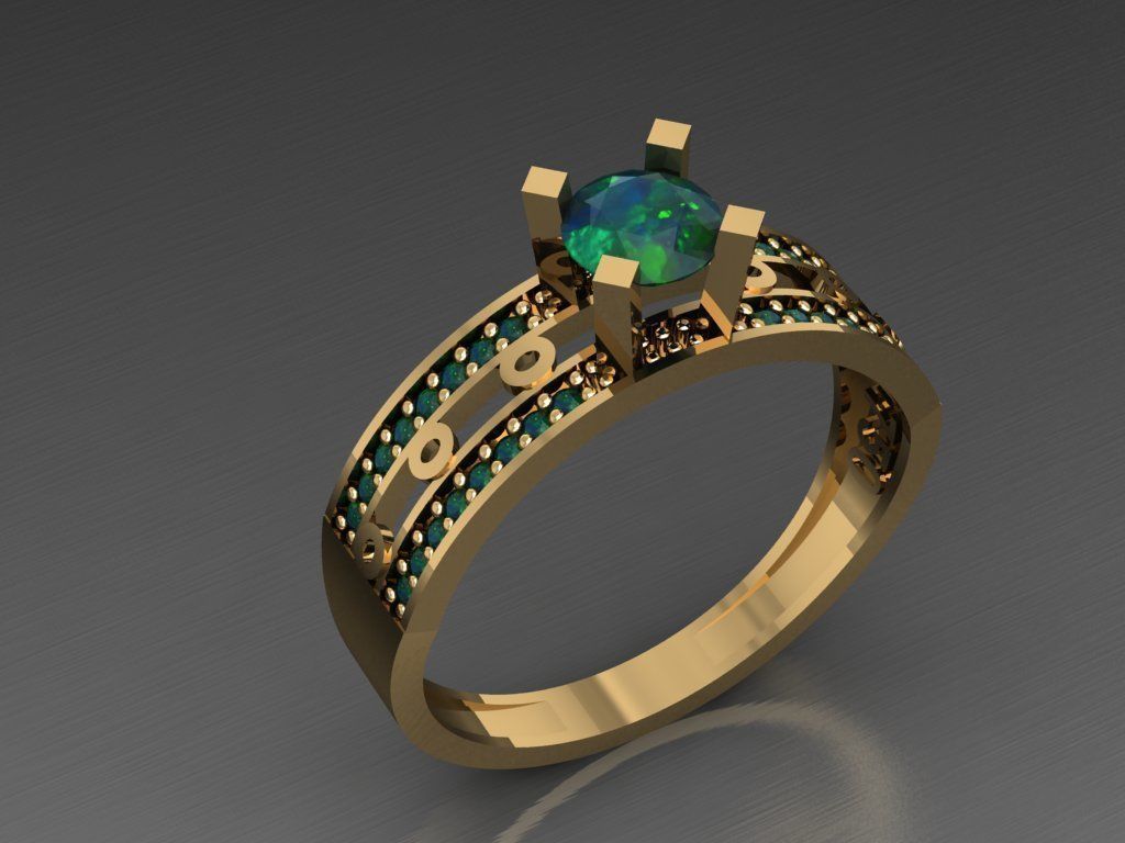 T011- Diamond solitarie ring 3D print model_2