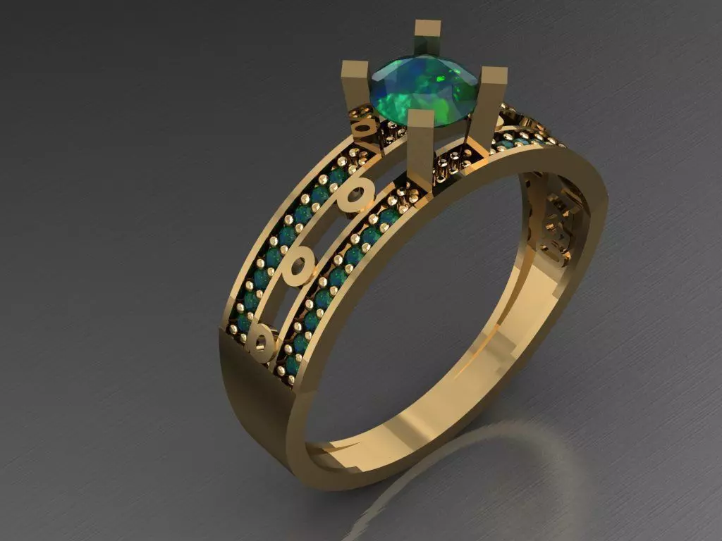 T011- Diamond solitarie ring 3D print model_0