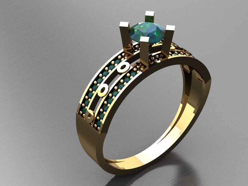 T011- Diamond solitarie ring 3D print model_4