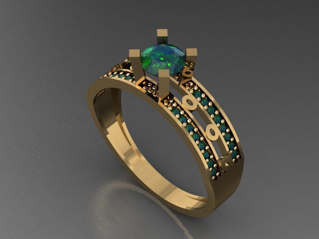 T011- Diamond solitarie ring 3D print model_1