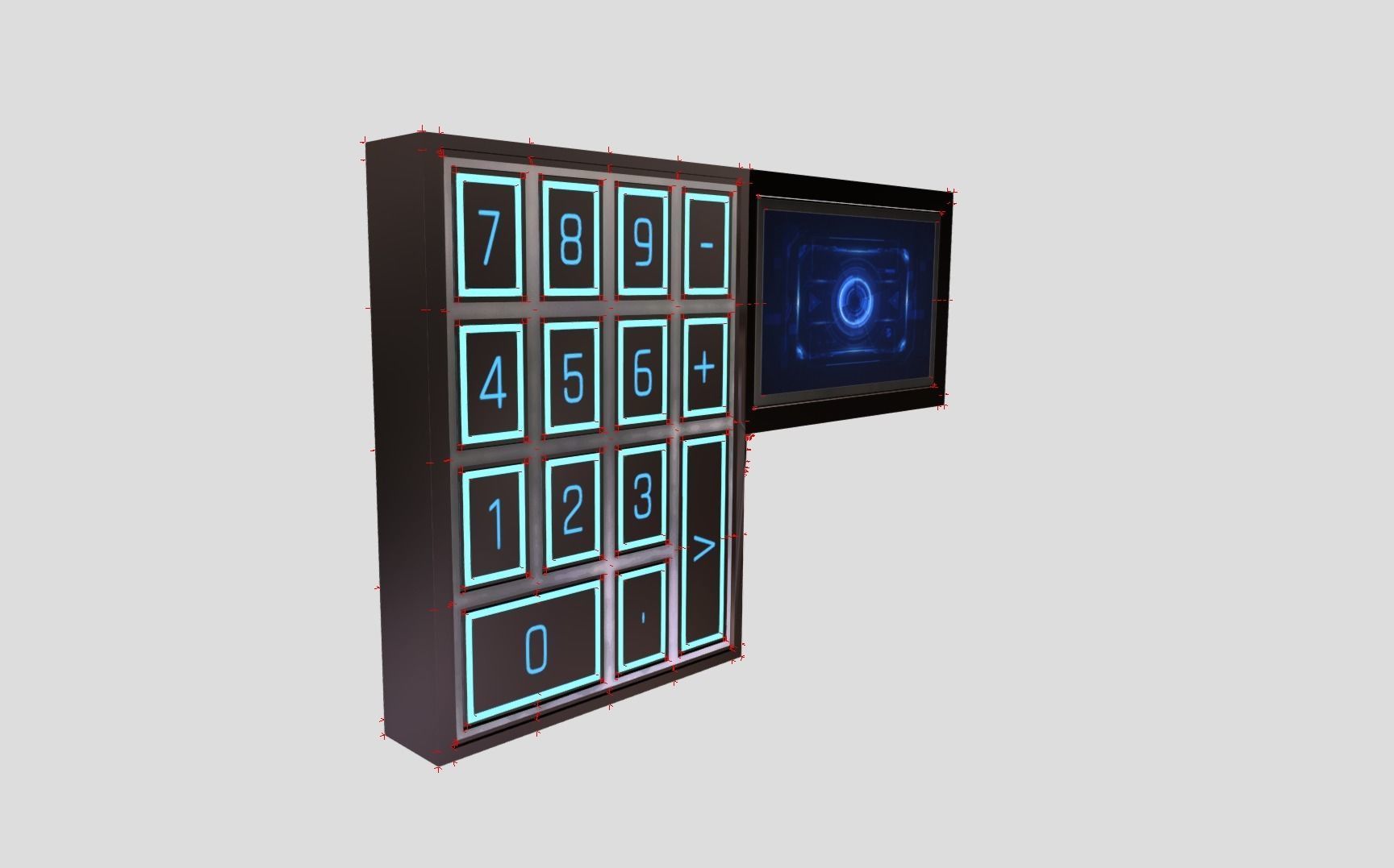 Sci-fi Security Keypad Low-poly 3D model_10