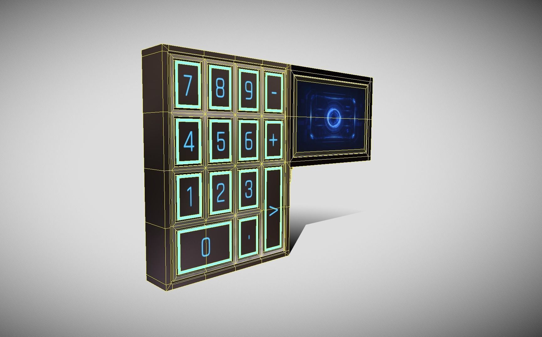 Sci-fi Security Keypad Low-poly 3D model_15