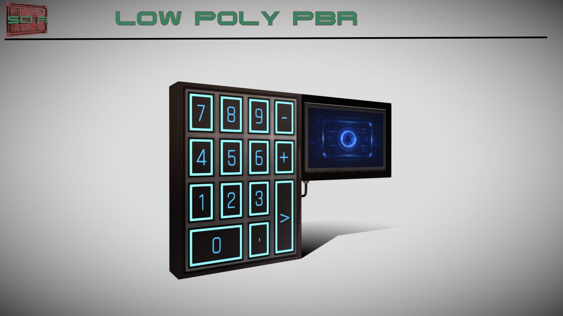 Sci-fi Security Keypad Low-poly 3D model_1