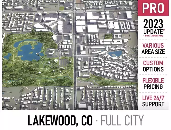 Lakewood Low-poly 3D model