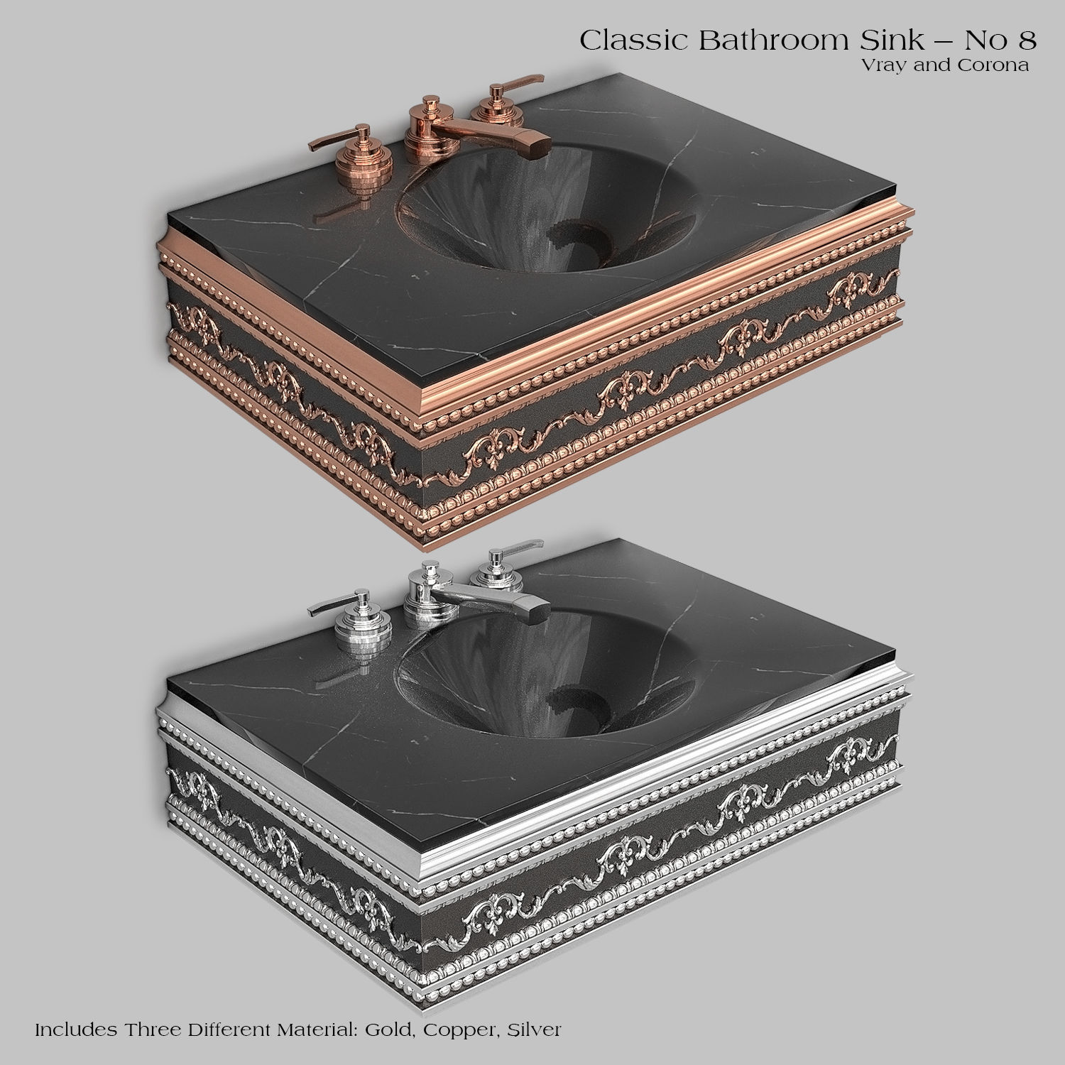 Classic Wash Basin 8 3D model_1