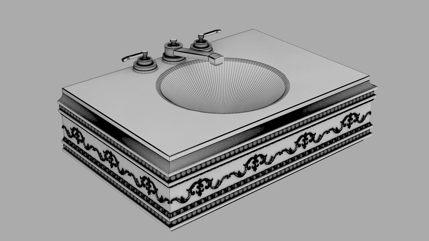 Classic Wash Basin 8 3D model_5
