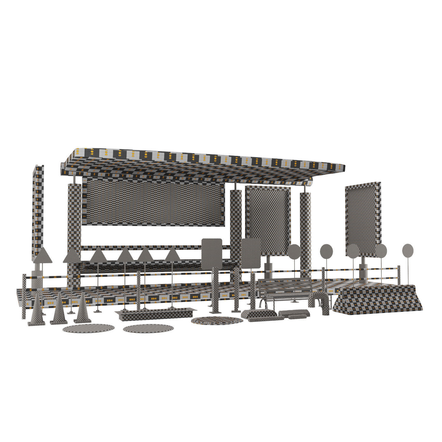 Street kitbash Low-poly 3D model_6