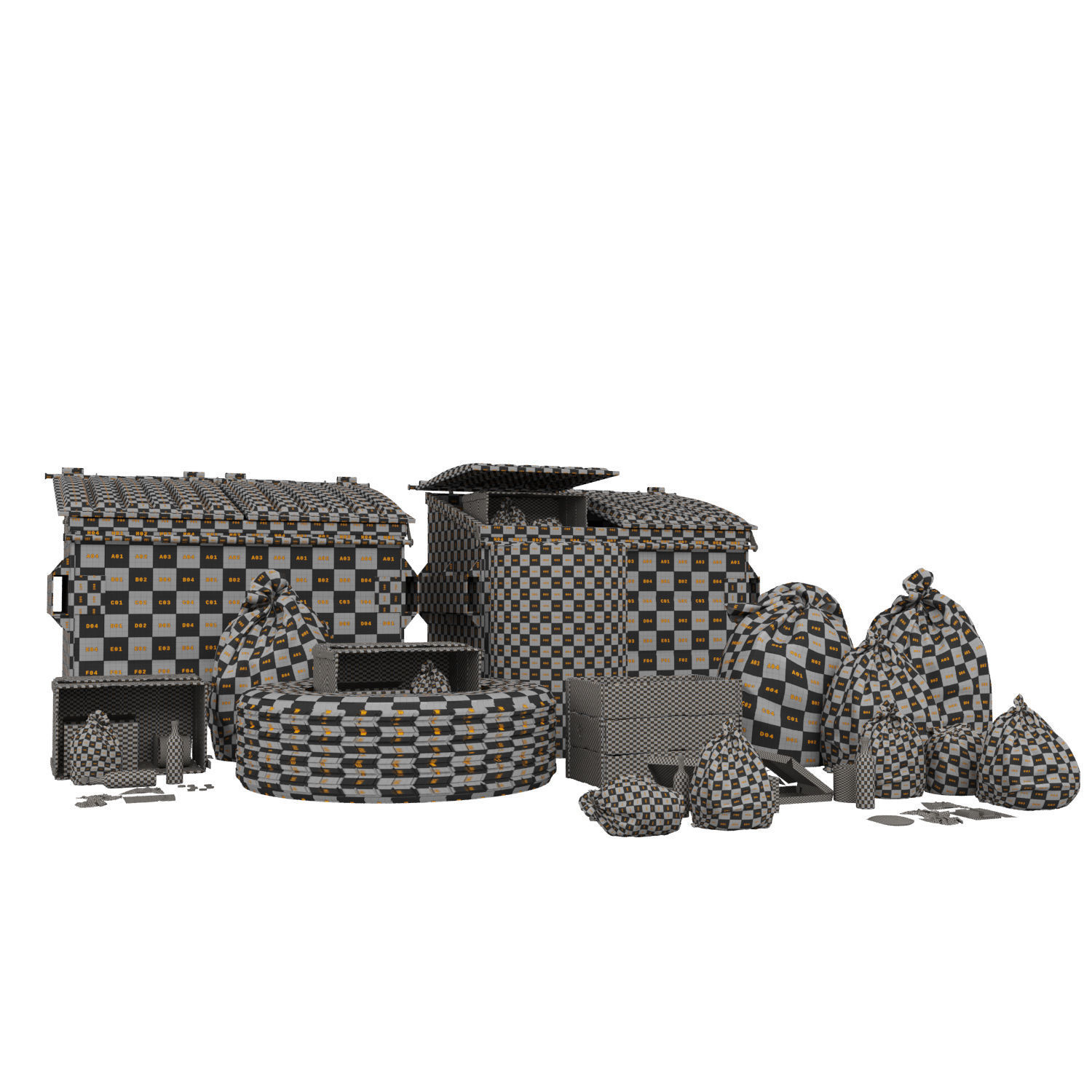 Street kitbash Low-poly 3D model_5