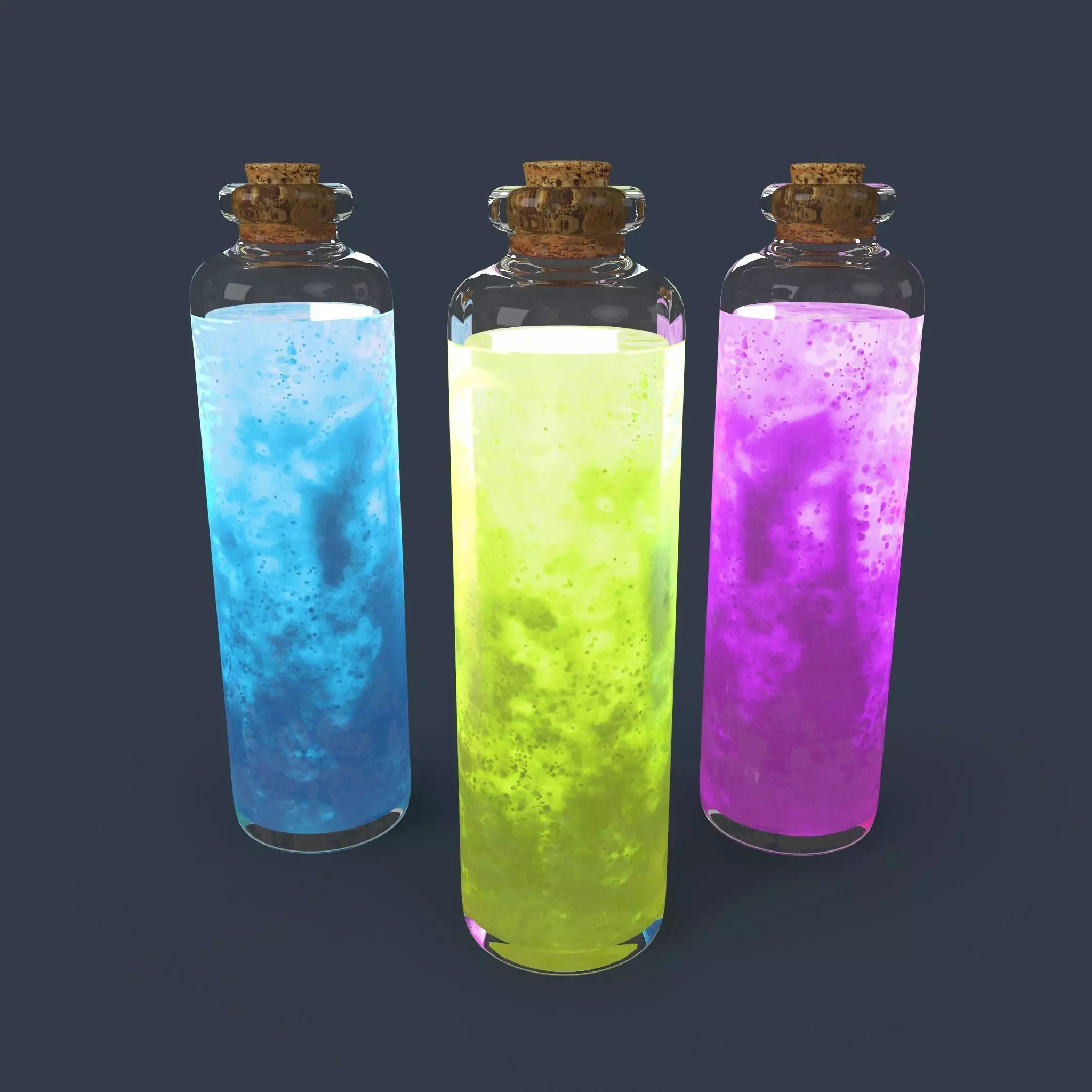 Potion glass bottle with liquid inside 3D model