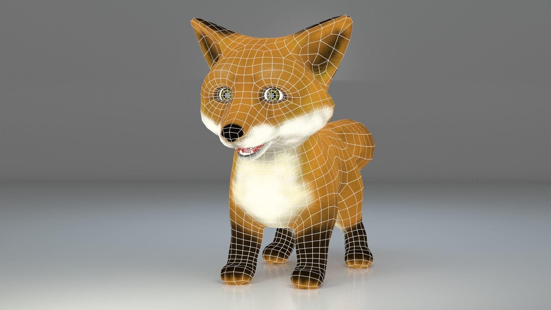 Fox Cartoon Low-poly 3D model_3