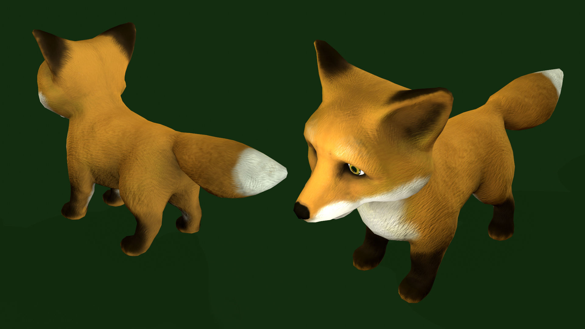 Fox Cartoon Low-poly 3D model_5