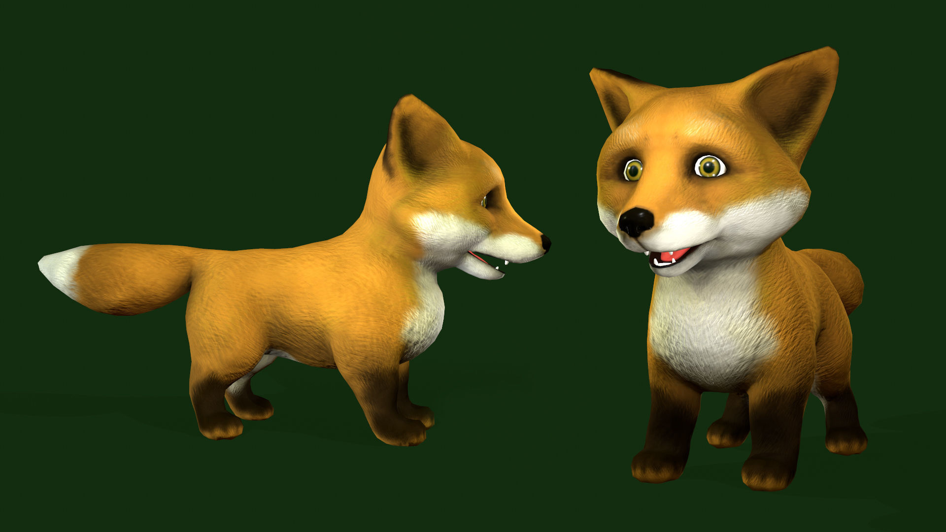Fox Cartoon Low-poly 3D model_4