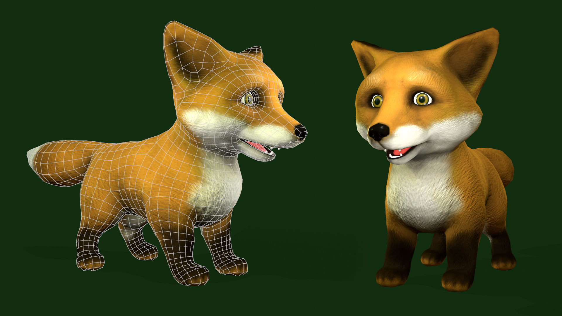 Fox Cartoon Low-poly 3D model_7