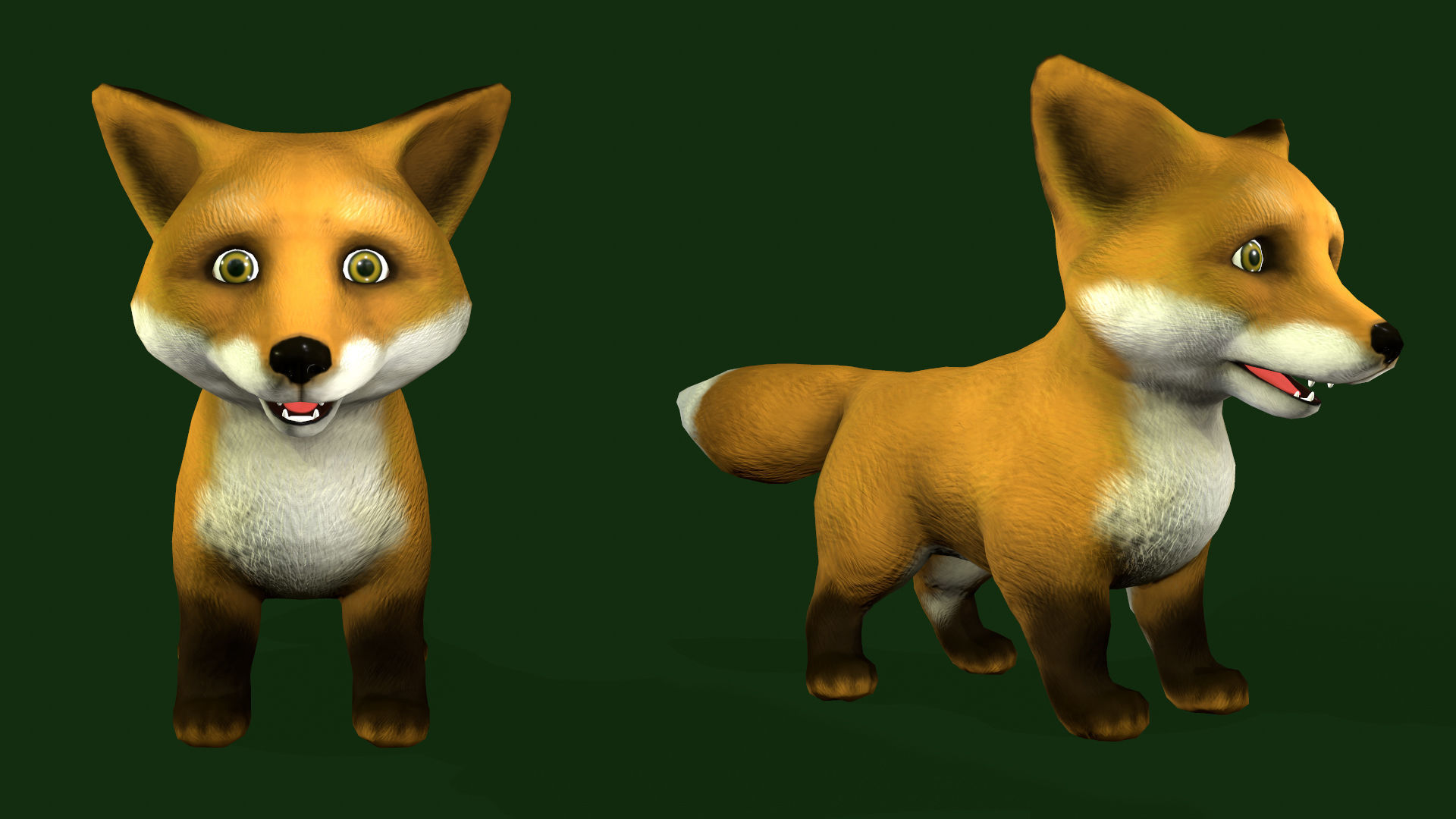 Fox Cartoon Low-poly 3D model_6