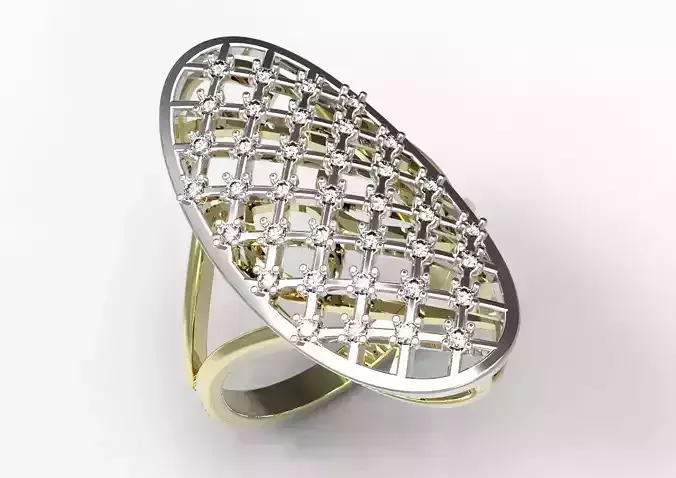 Ring oval with diamonds