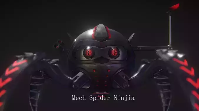 Mech-Spider-ninjia spider with eyes Low-poly 3D model