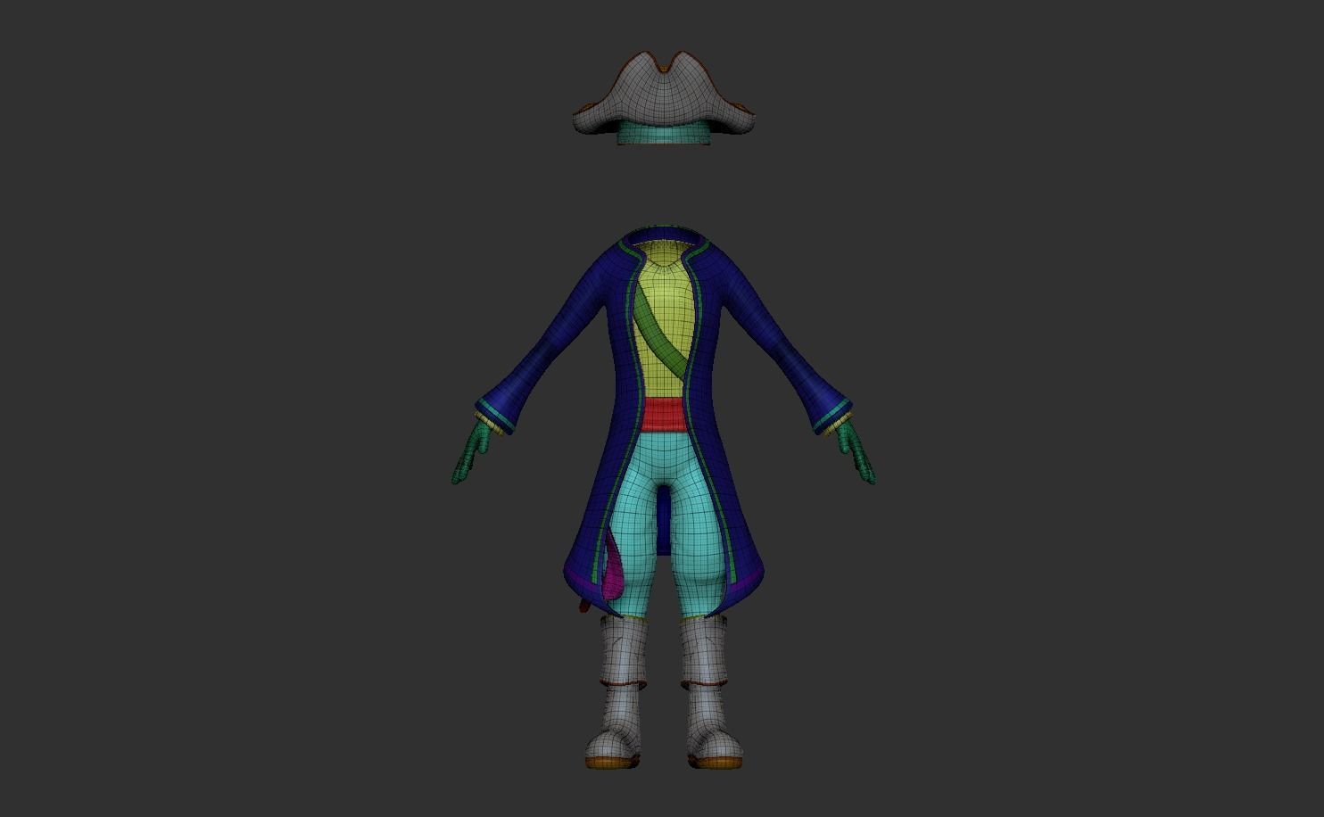 Pirate Costume - Character Outfit Skin Low-poly 3D model_8