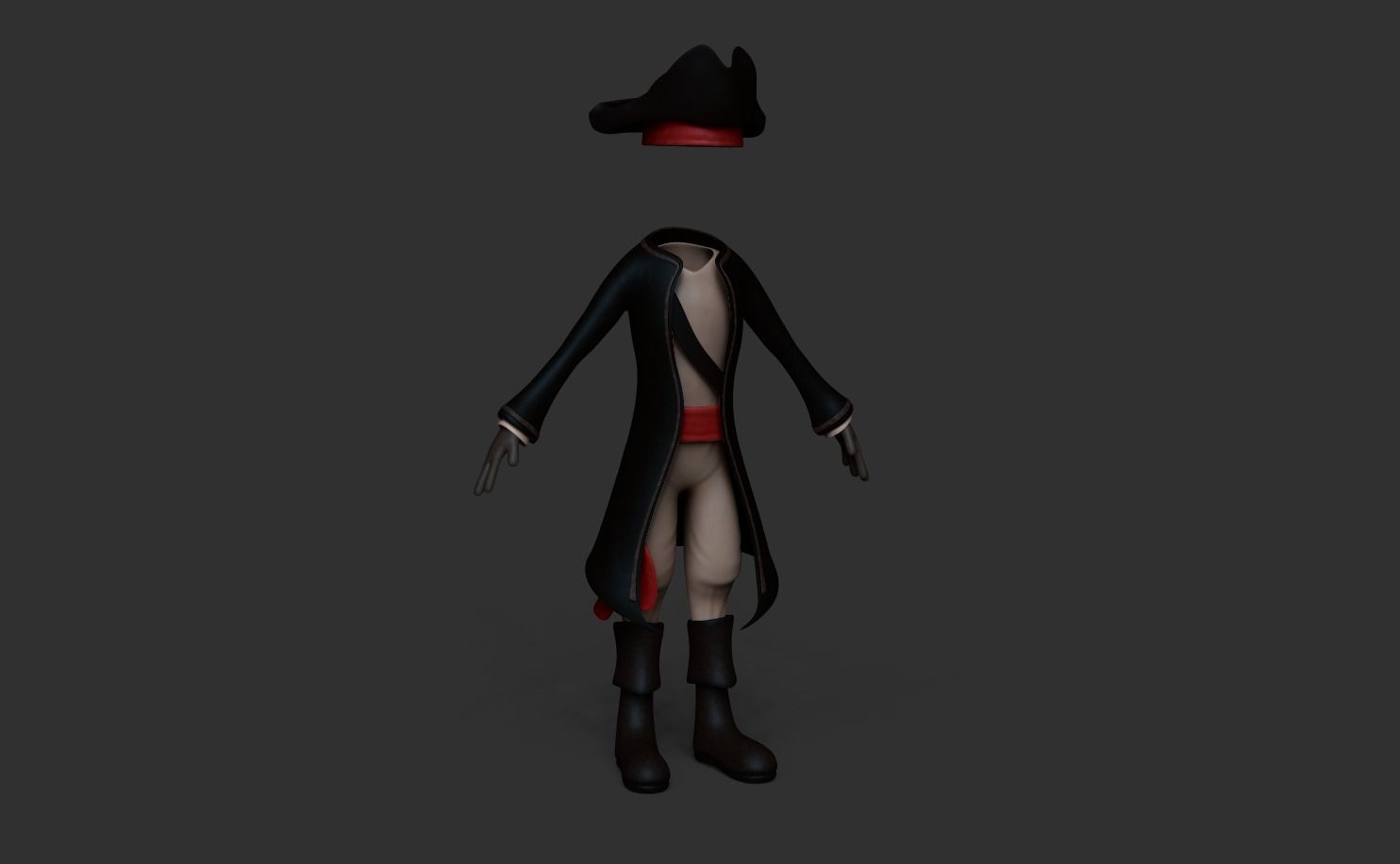 Pirate Costume - Character Outfit Skin Low-poly 3D model_2
