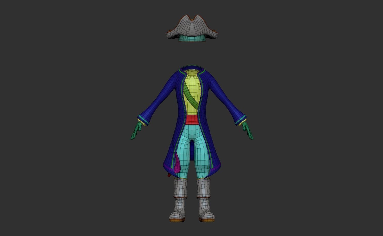 Pirate Costume - Character Outfit Skin Low-poly 3D model_9