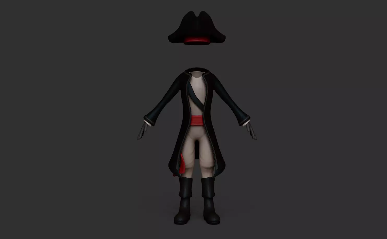 Pirate Costume - Character Outfit Skin Low-poly 3D model_0