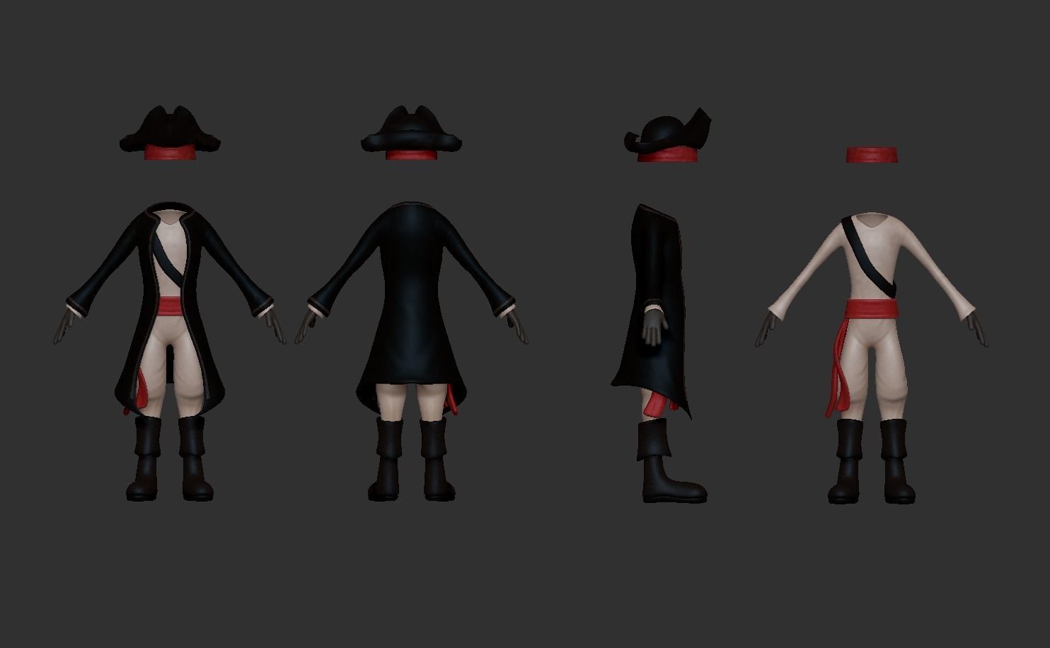Pirate Costume - Character Outfit Skin Low-poly 3D model_1