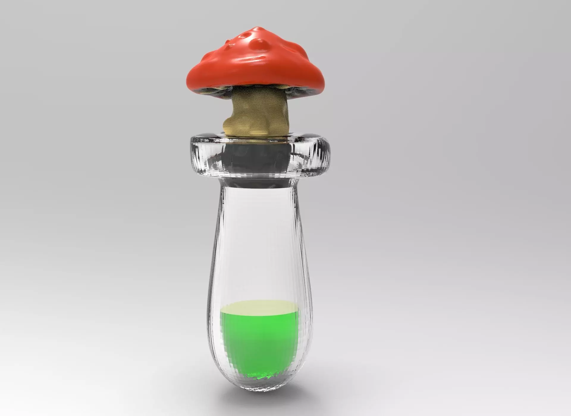 Antidote mushroom bottle with liquid inside Low-poly 3D model