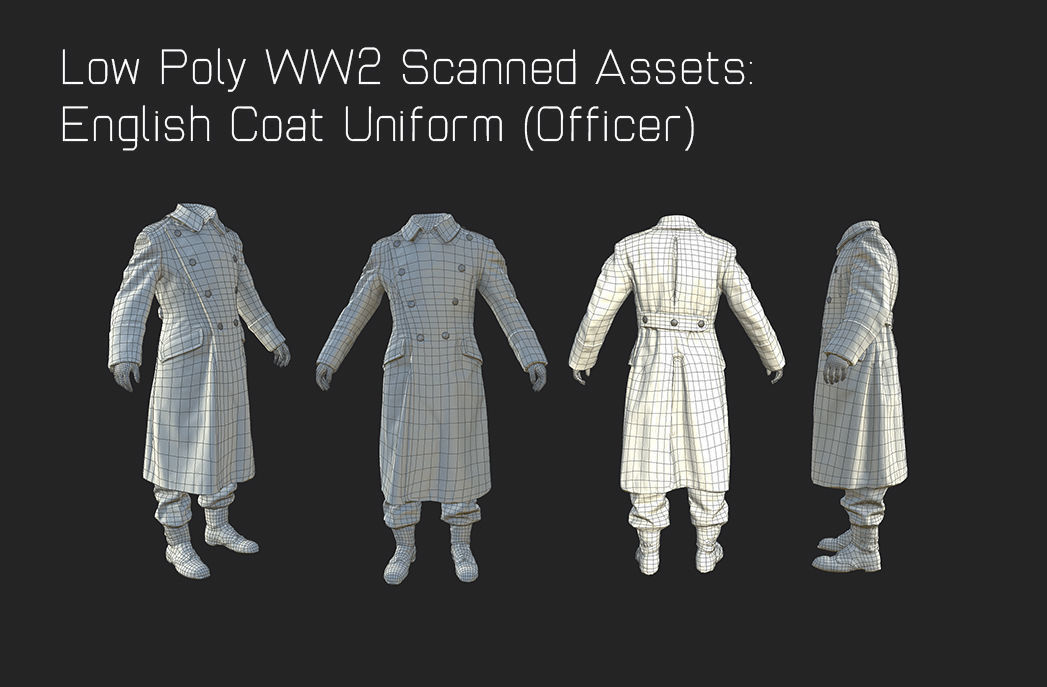WW2 English Military Uniform Officer - WW2 Scanned Asset Pack Low-poly 3D model_4