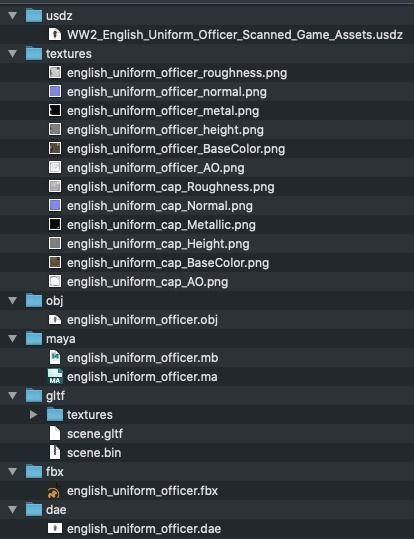 WW2 English Military Uniform Officer - WW2 Scanned Asset Pack Low-poly 3D model_6