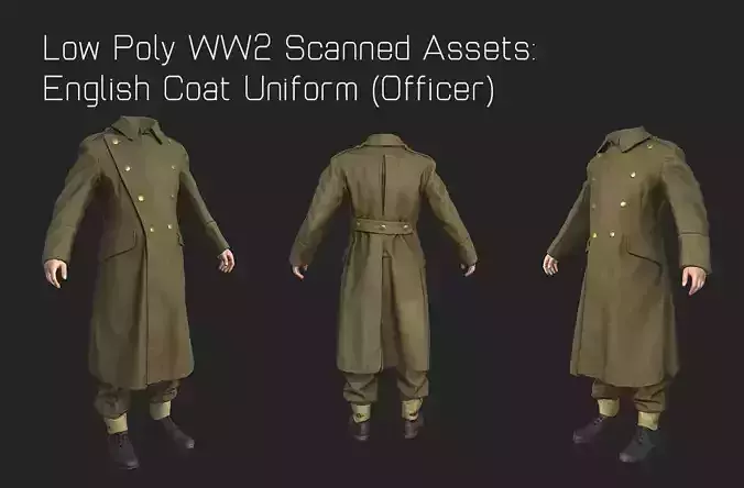 WW2 English Military Uniform Officer - WW2 Scanned Asset Pack Low-poly 3D model