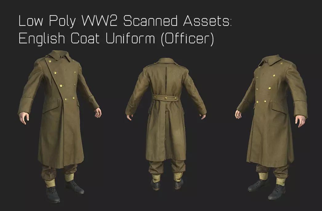 WW2 English Military Uniform Officer - WW2 Scanned Asset Pack Low-poly 3D model_0