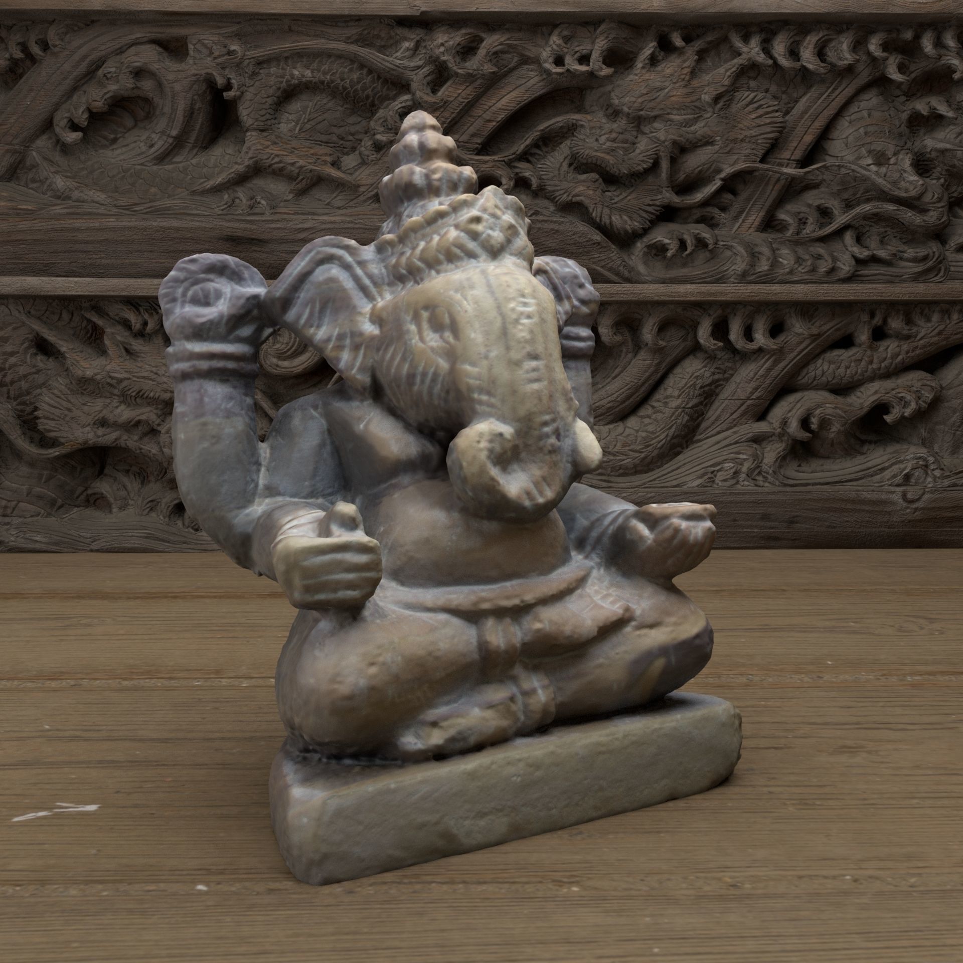 Ganesh stone statue of ganesha 3D model_2