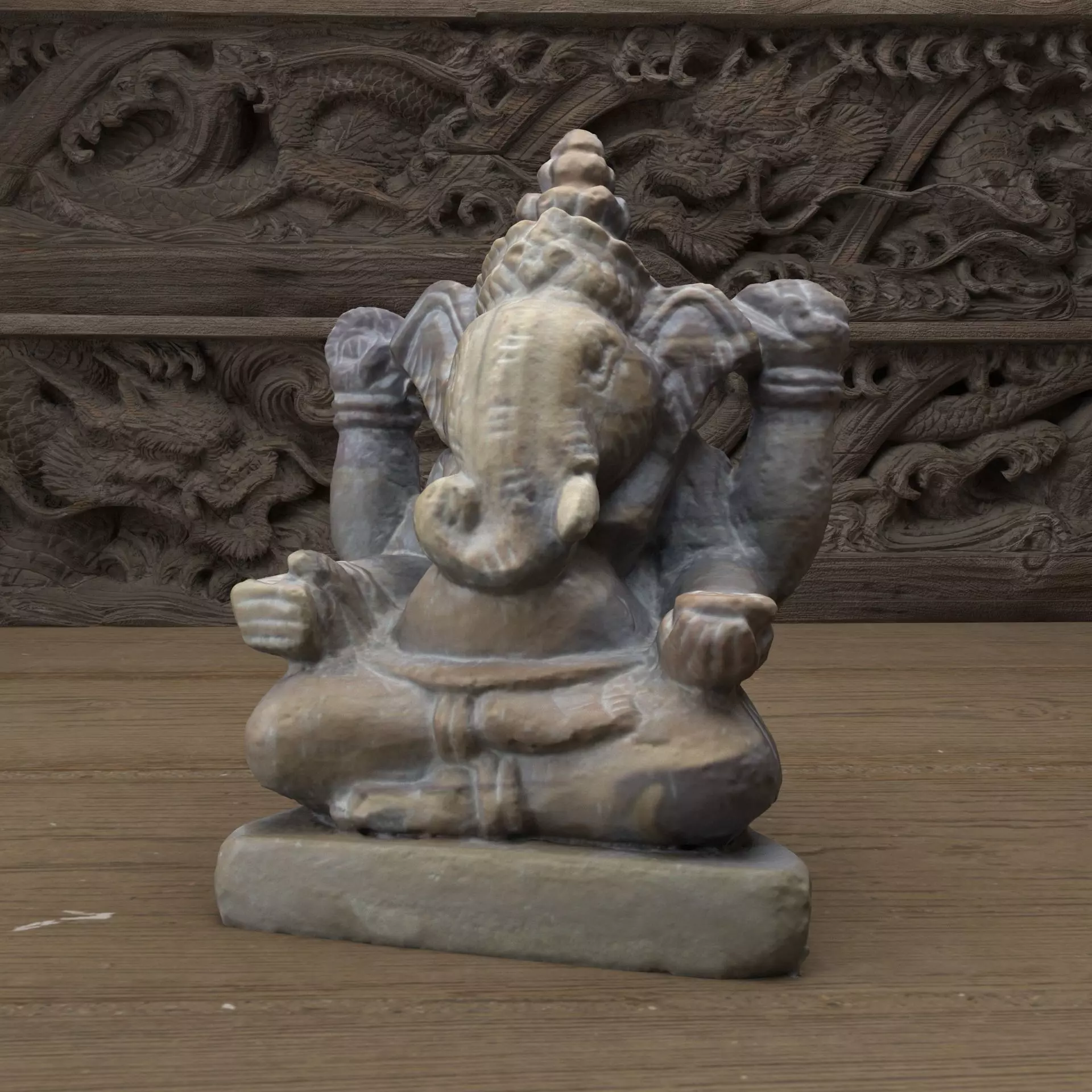 Ganesh stone statue of ganesha 3D model_0