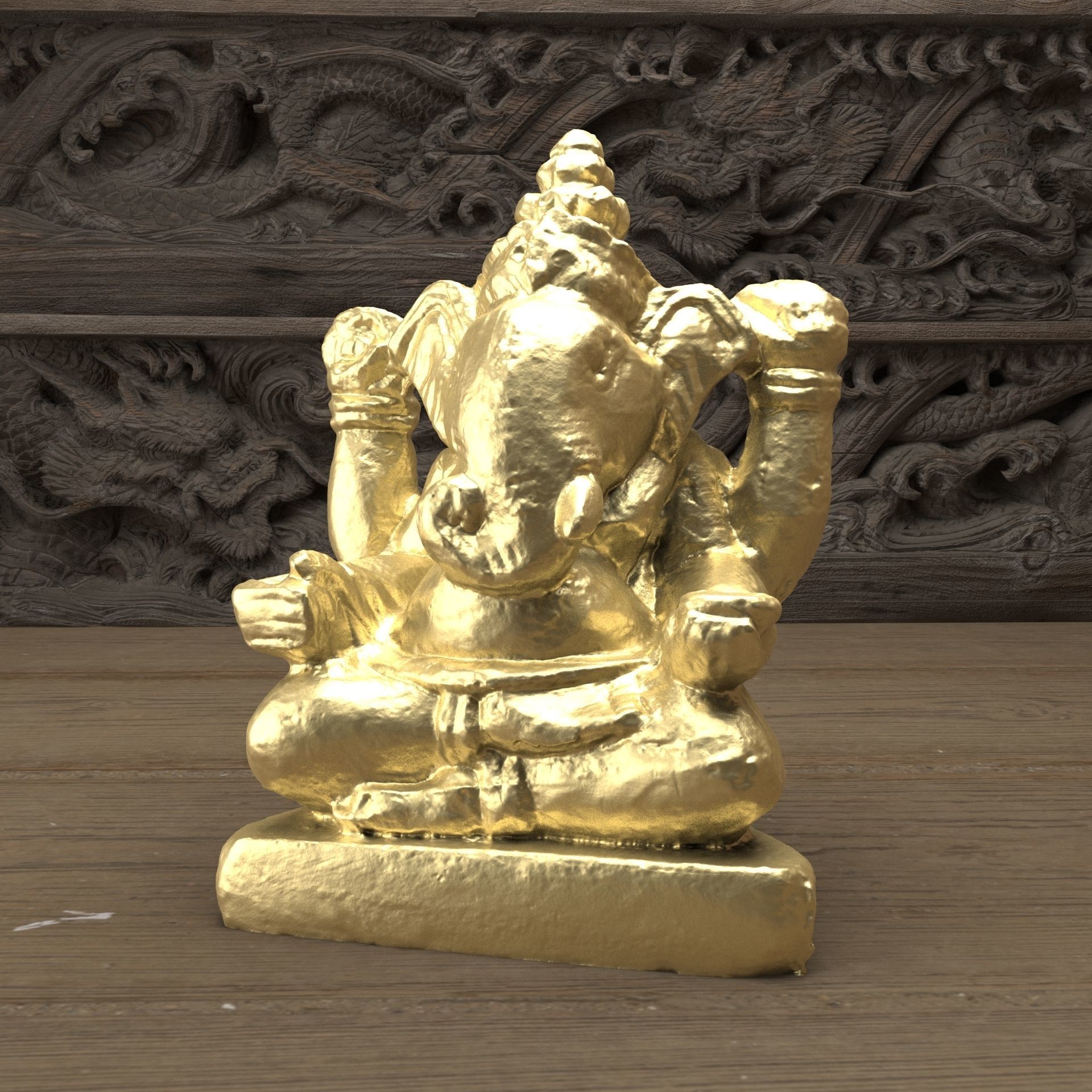 Ganesh stone statue of ganesha 3D model_1