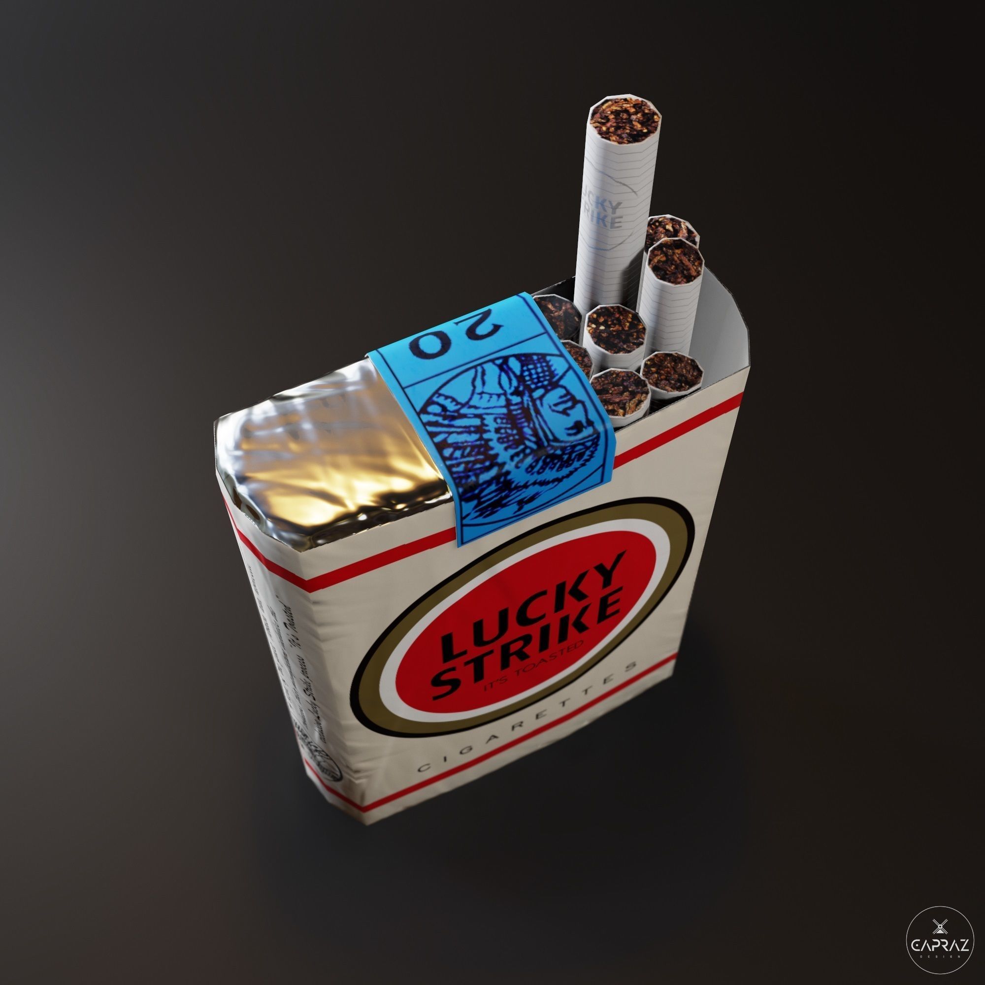 Cigarette Pack - Lucky Strike - PBR Low-poly 3D model_14