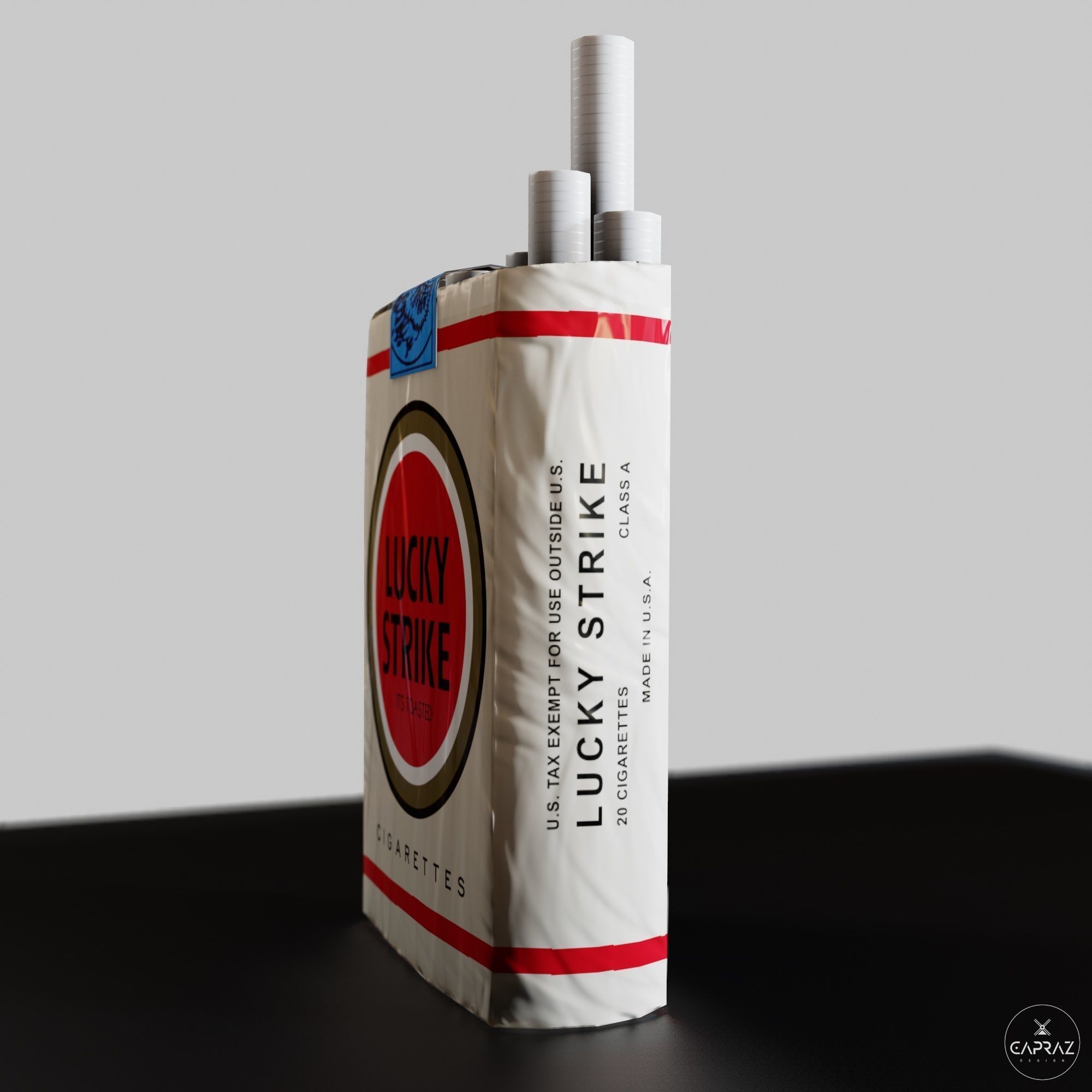 Cigarette Pack - Lucky Strike - PBR Low-poly 3D model_13