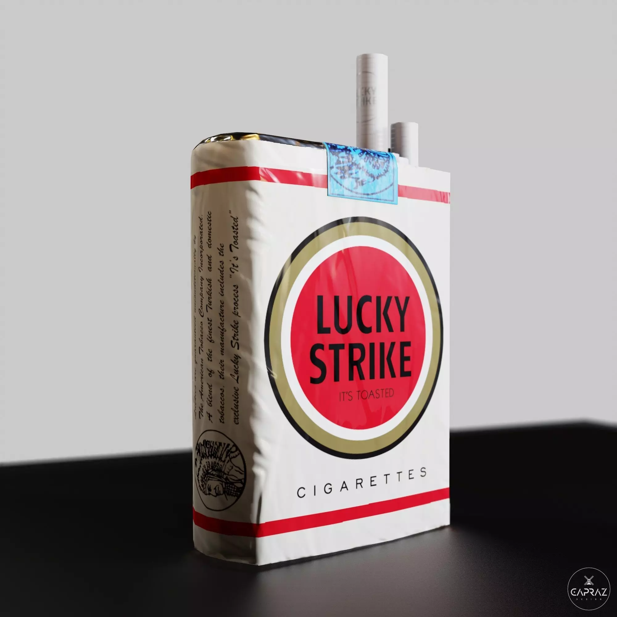 Cigarette Pack - Lucky Strike - PBR Low-poly 3D model_0