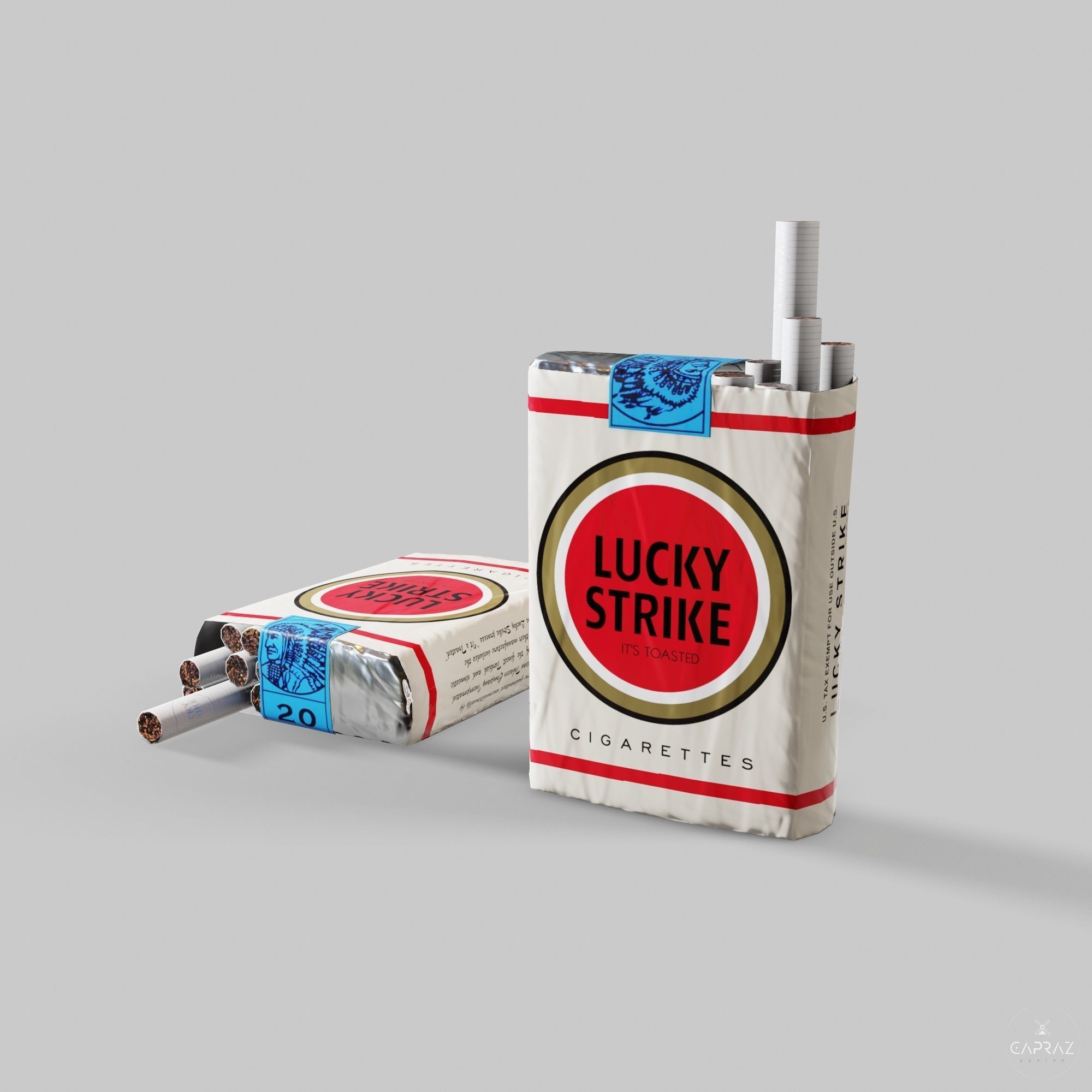 Cigarette Pack - Lucky Strike - PBR Low-poly 3D model_3
