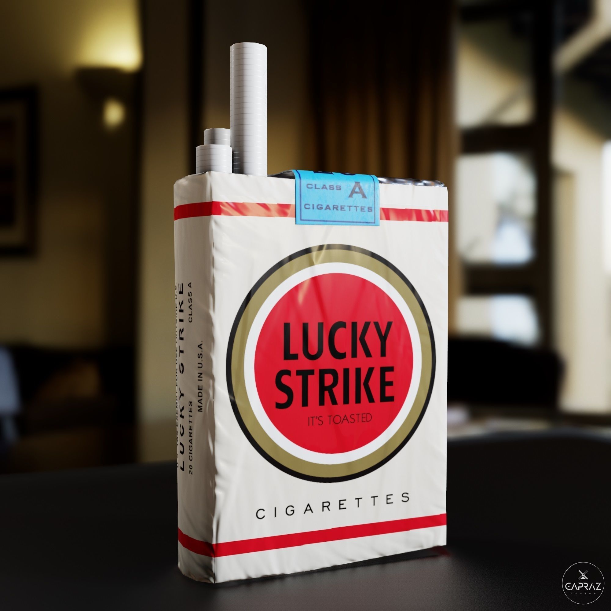 Cigarette Pack - Lucky Strike - PBR Low-poly 3D model_4
