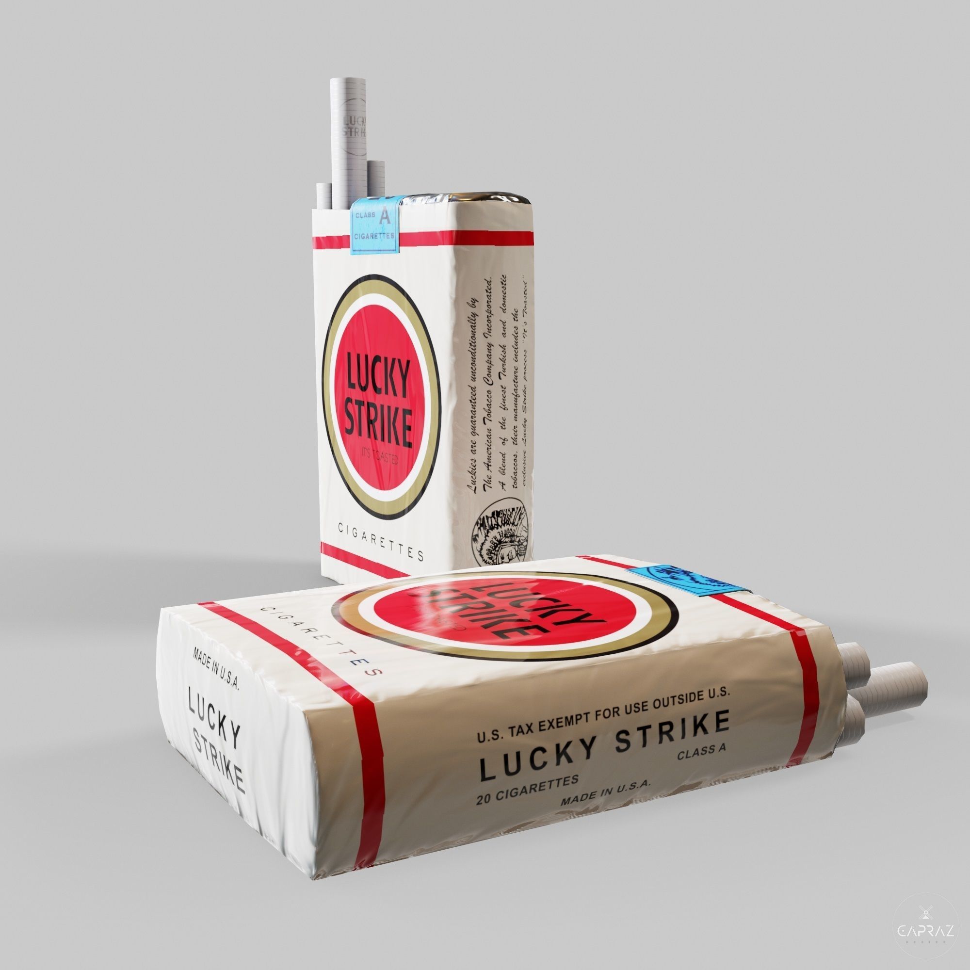 Cigarette Pack - Lucky Strike - PBR Low-poly 3D model_11