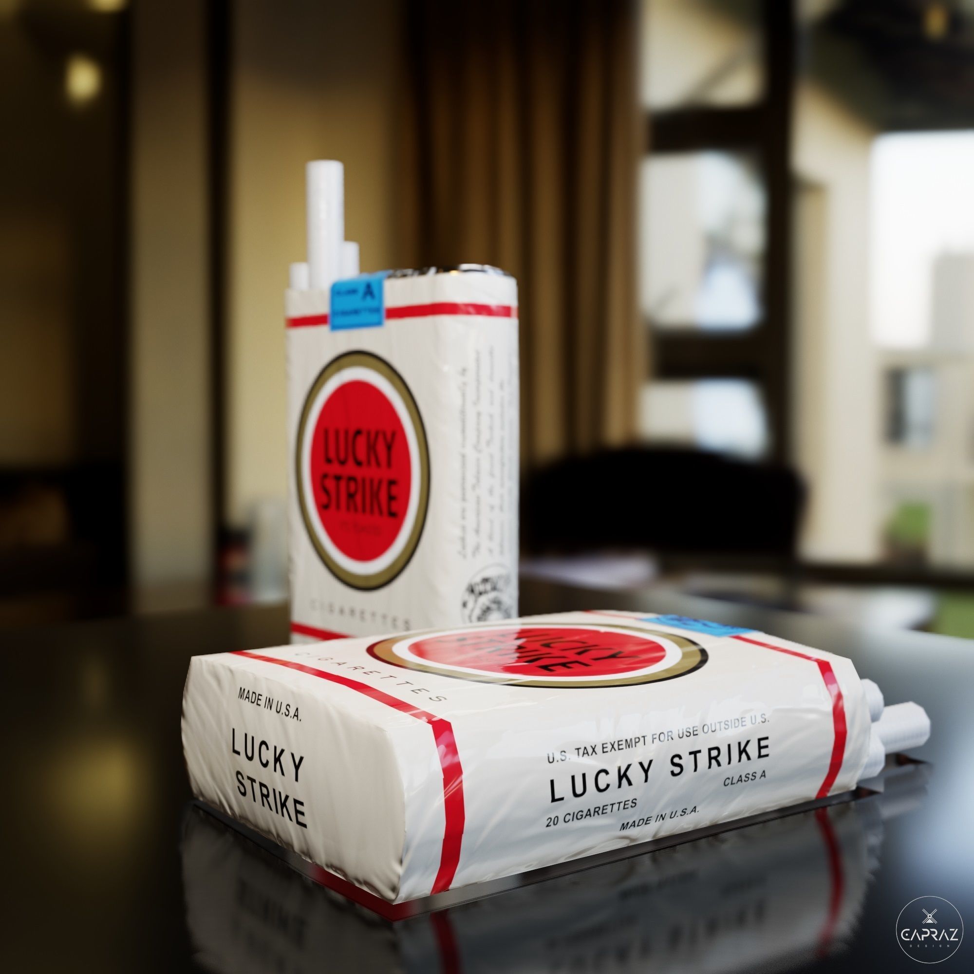 Cigarette Pack - Lucky Strike - PBR Low-poly 3D model_12