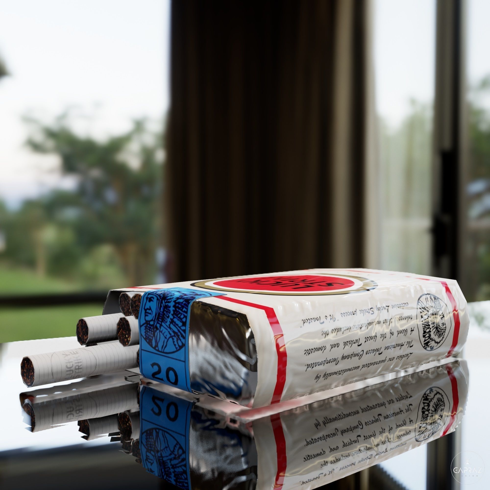 Cigarette Pack - Lucky Strike - PBR Low-poly 3D model_5