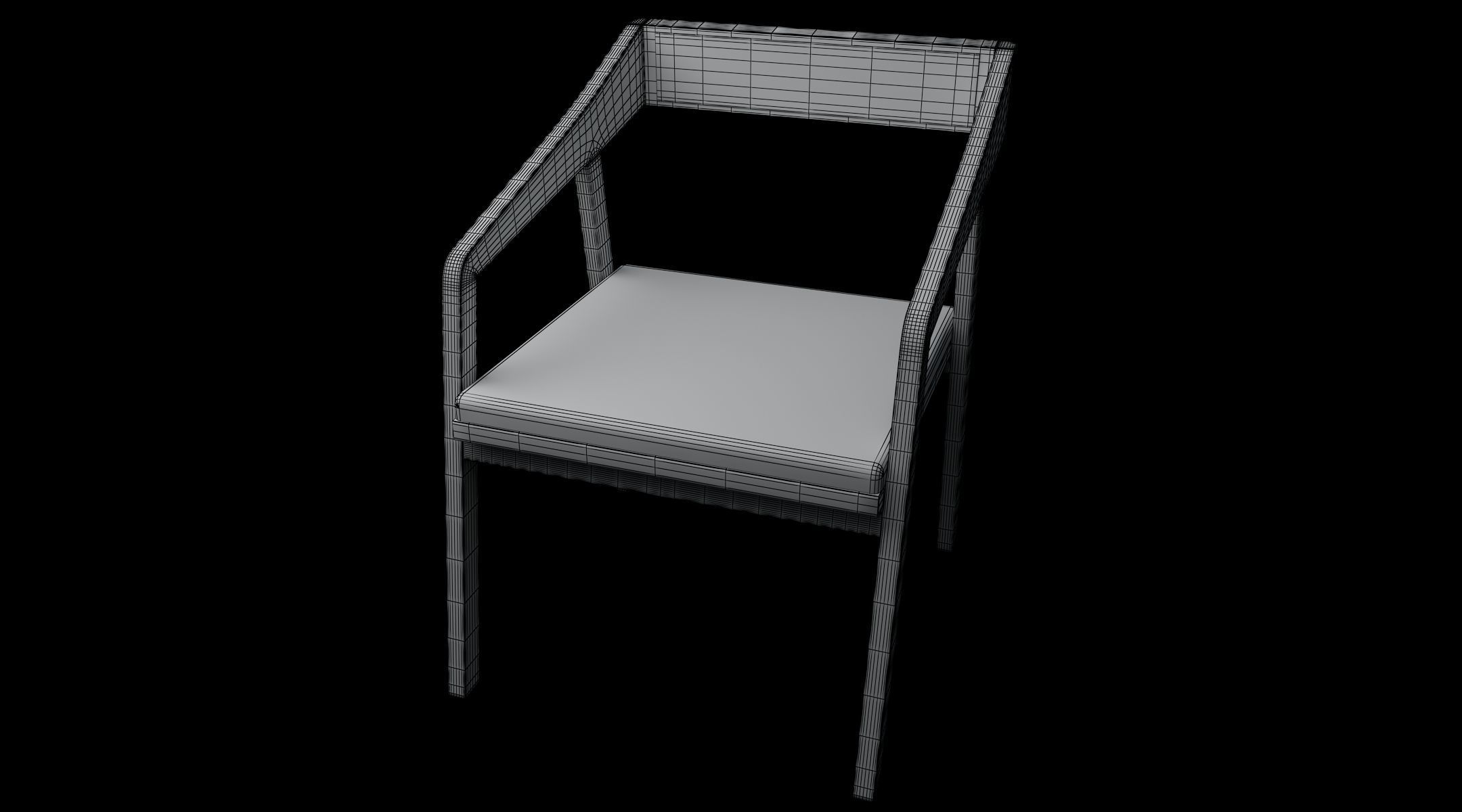 chair wooden 3D model_2