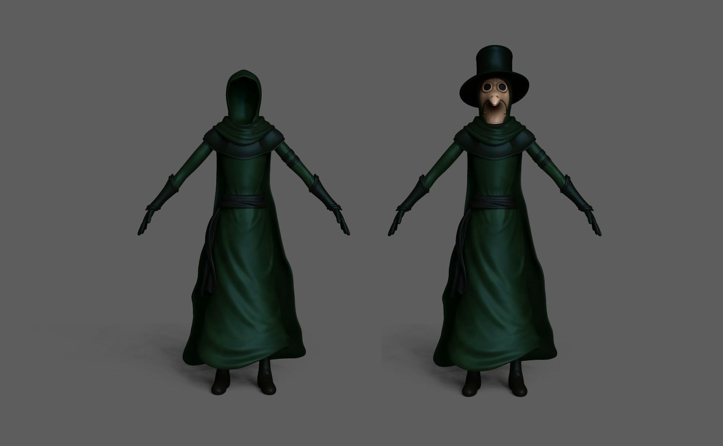 Plague Doctor  Robe - Character Skin Costume Outfit Low-poly 3D model_6