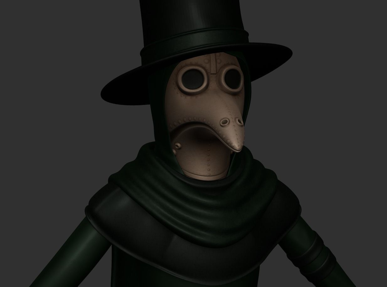 Plague Doctor  Robe - Character Skin Costume Outfit Low-poly 3D model_7
