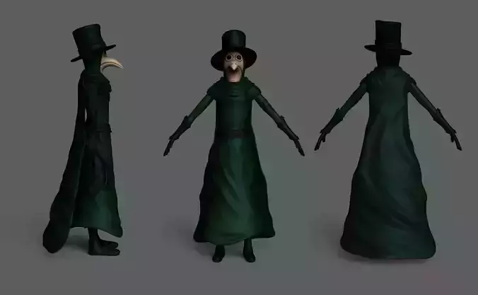 Plague Doctor  Robe - Character Skin Costume Outfit Low-poly 3D model