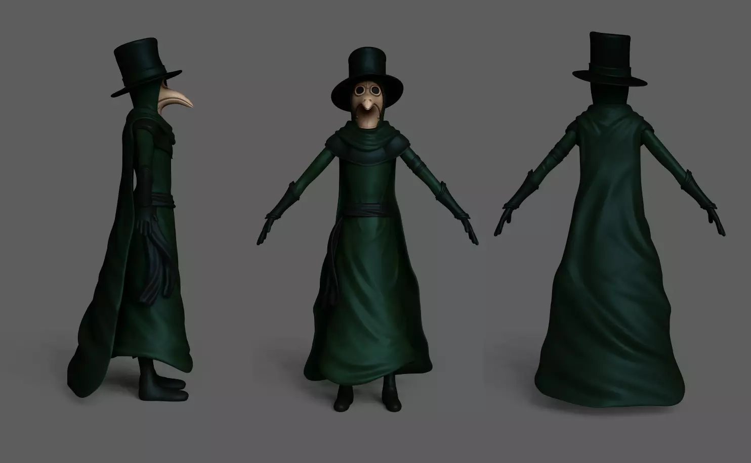 Plague Doctor  Robe - Character Skin Costume Outfit Low-poly 3D model_0